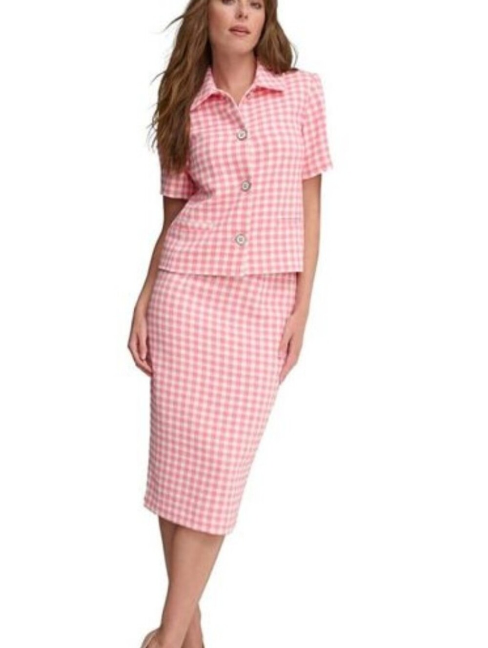 Tommy Hilfiger Pink Plaid Short Sleeve Jacket